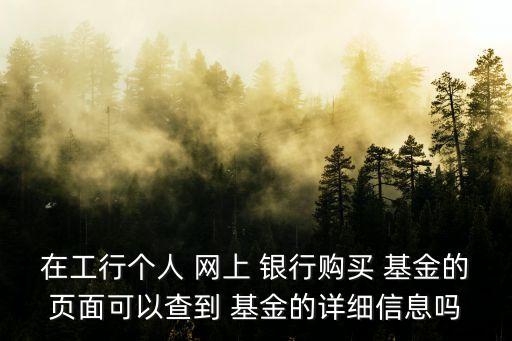 在工行個人 網上 銀行購買 基金的頁面可以查到 基金的詳細信息嗎