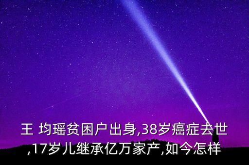 王 均瑤貧困戶出身,38歲癌癥去世,17歲兒繼承億萬(wàn)家產(chǎn),如今怎樣