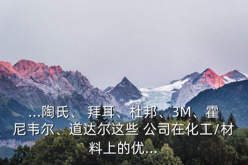 ...陶氏、 拜耳、杜邦、3M、霍尼韋爾、道達(dá)爾這些 公司在化工/材料上的優(yōu)...