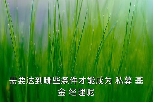 需要達(dá)到哪些條件才能成為 私募 基金 經(jīng)理呢