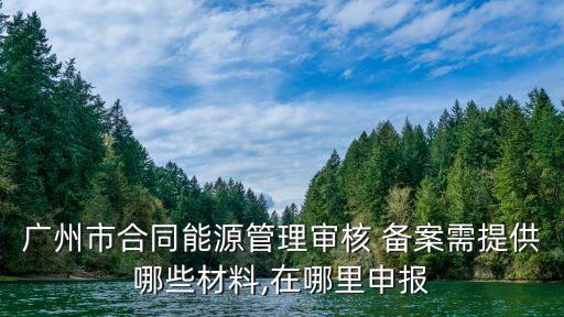 廣州市合同能源管理審核 備案需提供哪些材料,在哪里申報(bào)