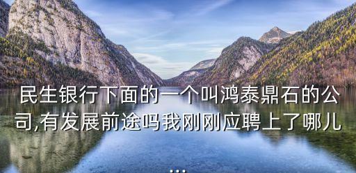  民生銀行下面的一個叫鴻泰鼎石的公司,有發(fā)展前途嗎我剛剛應聘上了哪兒...