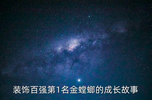 裝飾百強(qiáng)第1名金螳螂的成長故事