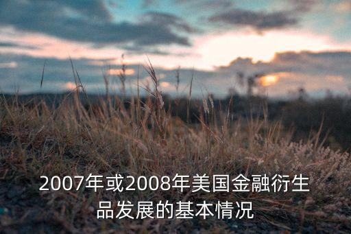 2007年或2008年美國金融衍生品發(fā)展的基本情況