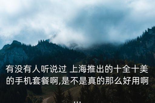 有沒(méi)有人聽(tīng)說(shuō)過(guò) 上海推出的十全十美的手機(jī)套餐啊,是不是真的那么好用啊...