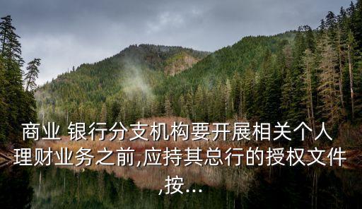 商業(yè) 銀行分支機(jī)構(gòu)要開展相關(guān)個(gè)人 理財(cái)業(yè)務(wù)之前,應(yīng)持其總行的授權(quán)文件,按...