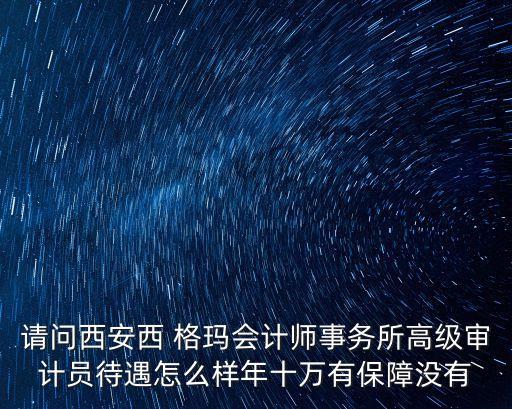 請問西安西 格瑪會計師事務所高級審計員待遇怎么樣年十萬有保障沒有