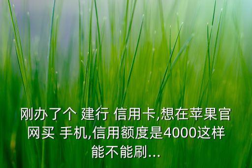 剛辦了個 建行 信用卡,想在蘋果官網(wǎng)買 手機(jī),信用額度是4000這樣能不能刷...