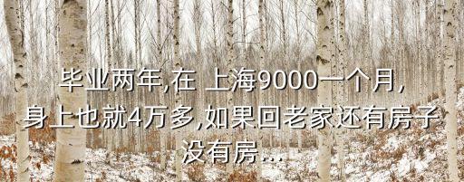 畢業(yè)兩年,在 上海9000一個(gè)月,身上也就4萬多,如果回老家還有房子沒有房...