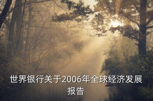 世界銀行關(guān)于2006年全球經(jīng)濟發(fā)展報告