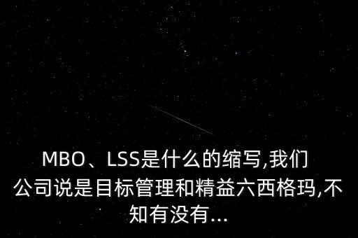 MBO、LSS是什么的縮寫,我們 公司說是目標(biāo)管理和精益六西格瑪,不知有沒有...